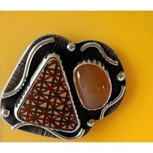 Mata Ortiz Pottery Shards Sterling‎ Silver Agustin Torres Beltran Ring Jewelry